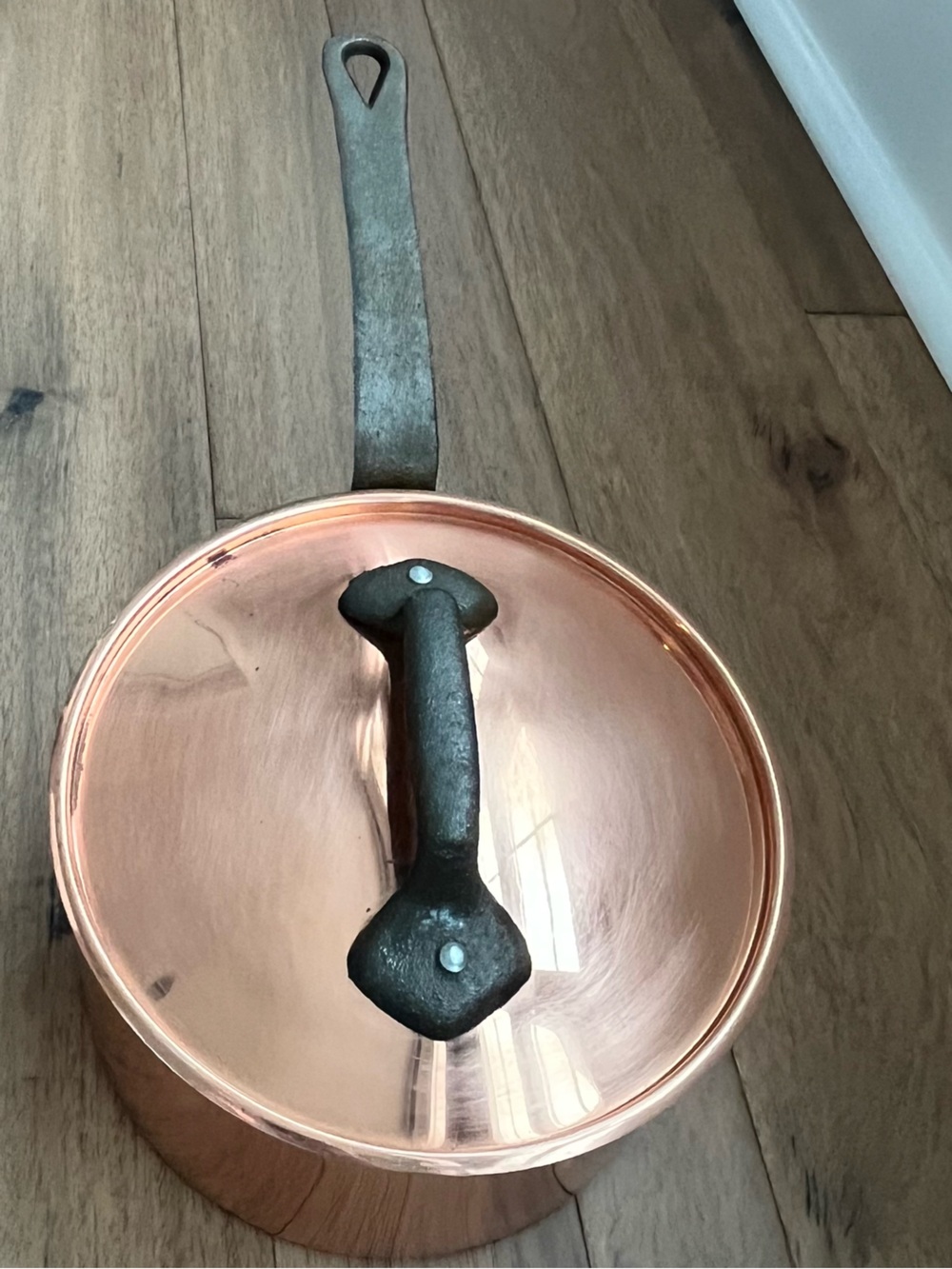 Vintage French Copper Saucepan with Iron Handle